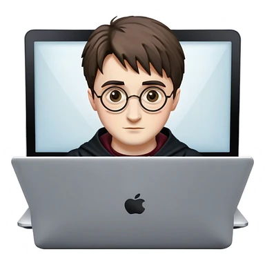 harry potter behind of his laptop sticker