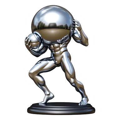 sorayama Sisyphus carrying big sphere on his back sculpture sticker