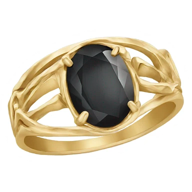 gold ring with black oval diamond sticker