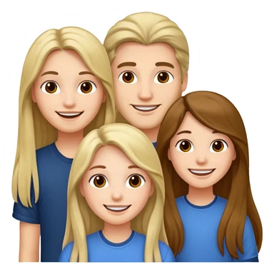 1 man and 2 girls with long hair, friends sticker