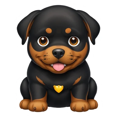 Crie um emoji de um cachorro rottweiler preto sticker
