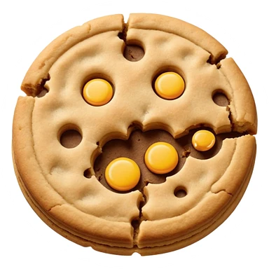 Two plain cookies, one bitten sticker