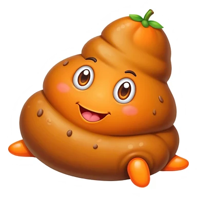 Poop with large feet colored orange sticker