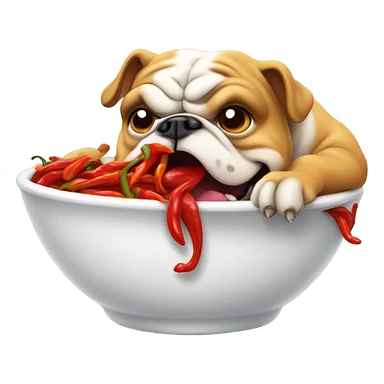 Bulldog eating chilli sticker
