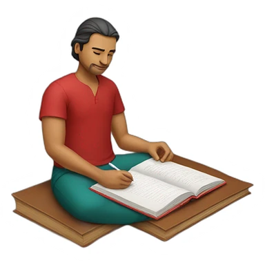 White indian Man writing in a book wearing red clothes sticker