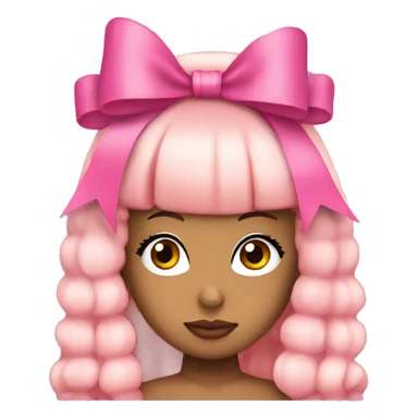Nicki Minaj wearing a pink bow sticker