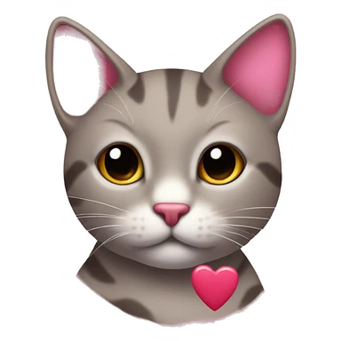 Gato con corazón rosado  sticker