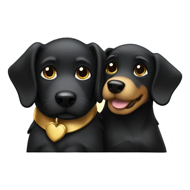 Black dog hugging golden dog sticker