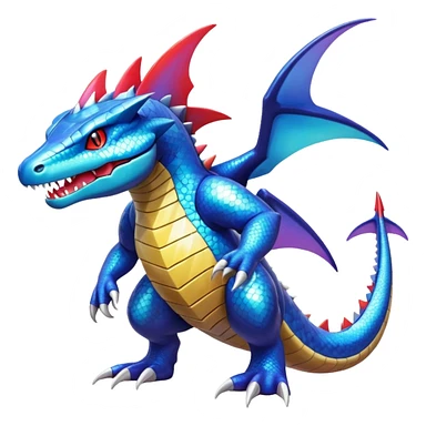 Shiny Exotic Colorful epic Garchomp-Gabite-Salamence-Koraidon-Feraligatr-Fakémon-hybrid-creature (full body)  sticker