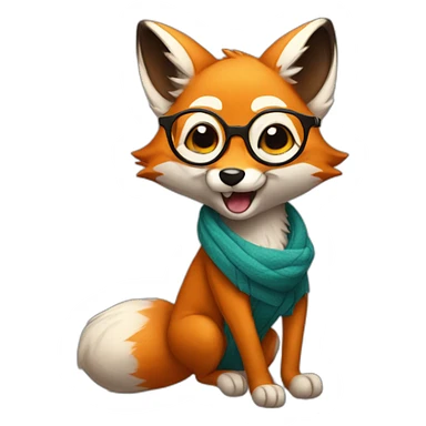 cute fox fenek in glasses dancing sticker