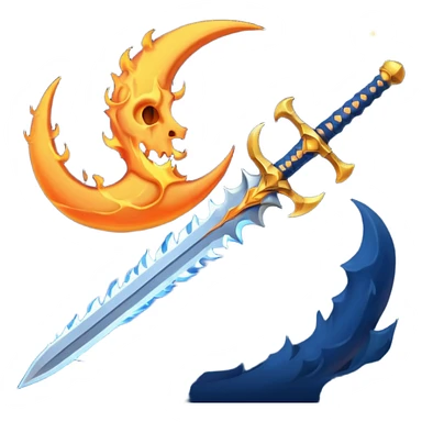 sword fire moon sticker