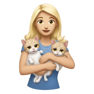 Blonde holding two kittens  sticker