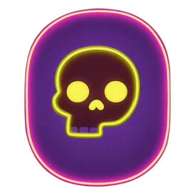 skull shape neon sign style sticker