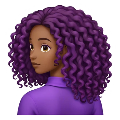 Black curly long hair lady with purple clothes from the back sticker