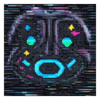 Add animated static lines to the broken screen emoji in pixel art style, keeping the background transparent. Maintain the pixelated look and glitchy effect with static lines animation. sticker