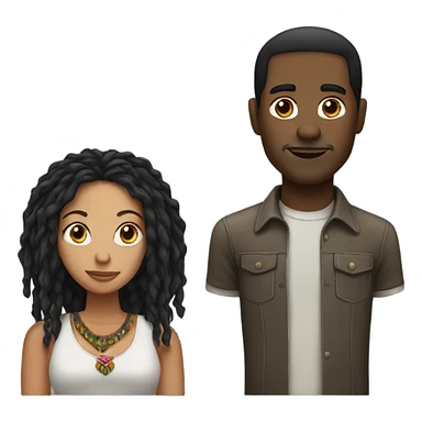 Black guy with dreads and Mexican girl straight black hair sticker