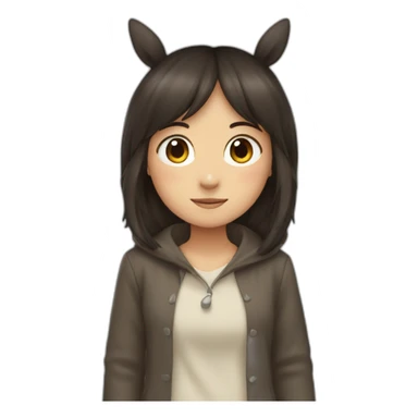 Fille Brune dans un costume de Totoro sticker