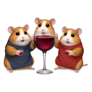 Three Hamsters with a glass of wine sticker