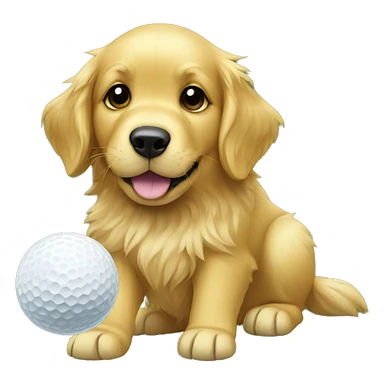 Golden retriever playing with a golf ball sticker