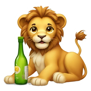 Cute lion with a bottle sticker