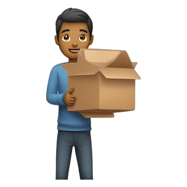 A person with a box in hands sticker