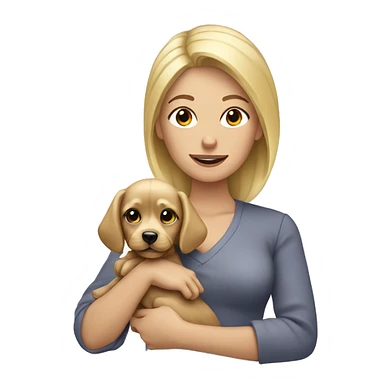 Blond hair woman holding Yorkshire puppy sticker