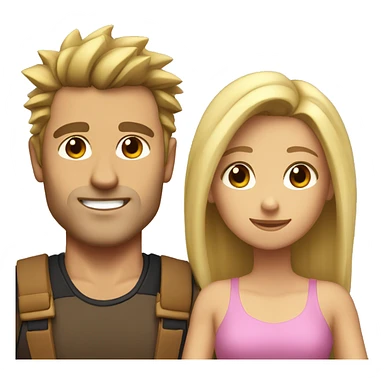 A couple. The guy is very muscular with spiky brown hair and the girl has long blonde hair  sticker