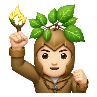 woodland character fist up with vine lightning sticker