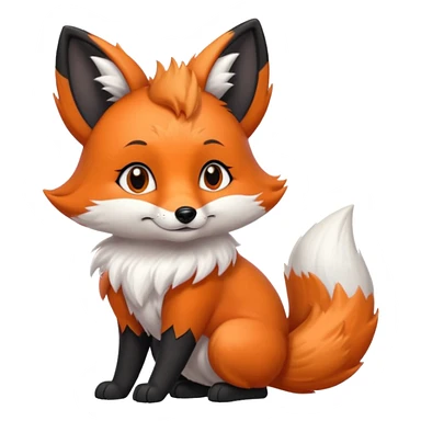 Floofy the Creampuff fox blackish gray fur color chubby Black paws orange color 3 tailsCrystals on the head, tails and Back sticker