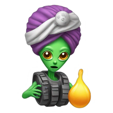 alien with turban holding bomb sticker