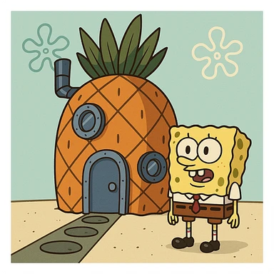 SpongeBob's pineapple house, cartoon style sticker