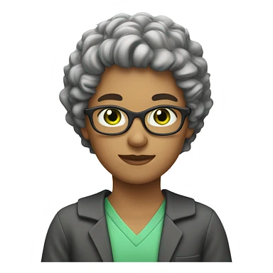a teacher with green eyes and grey,short and curly h sticker