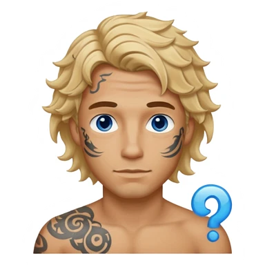 man with tattoo, blonde wavy hair sticker