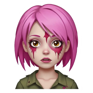 Zumbi girl with Pink hair and brown eyes sticker
