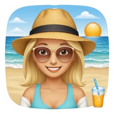 Blonde woman on the beach sticker