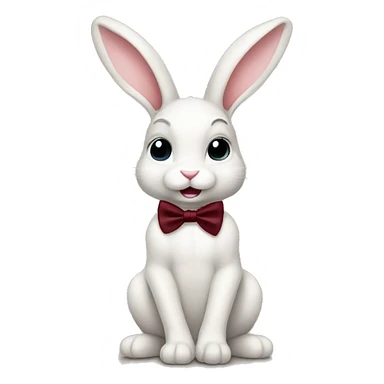 Sitting down. Crème Baby bunny. Burgundy bow tie sticker