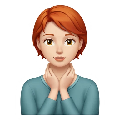 red head putting hands on neck  sticker