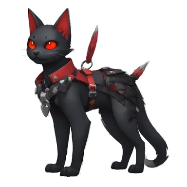 cool edgy black punk red ethereal fantasy nargacuga-bat-cat-Fakemon collar harness full body sticker