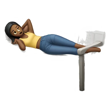 woman laying on her side on a bench propped up by her elbow sticker