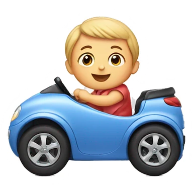A baby is driving a bobby car sticker