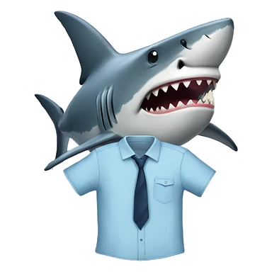 a shark with a shirt sticker