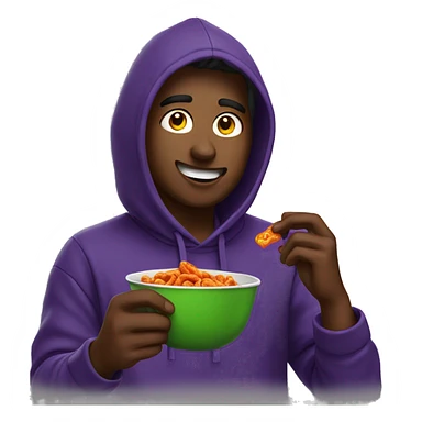 student wearing a hoodie while eating takis sticker