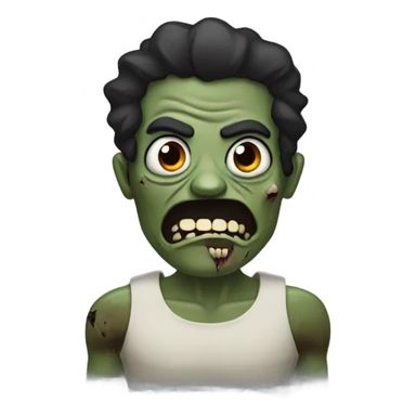 zumbi, dark hair, black eyes, big mouth,  sticker