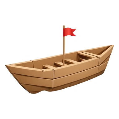 Cardboard boat with straight sides, very basic design  sticker