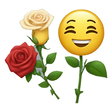 Smiling emojis holding a rose sticker