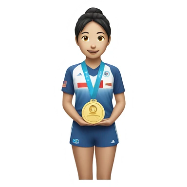 asian girl winning a medal sticker
