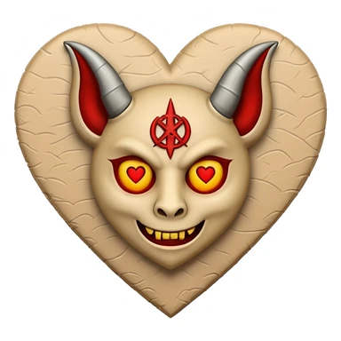 beige heart satanic sticker