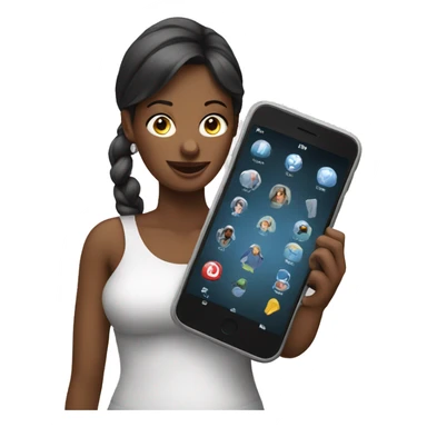 woman showing big phone sticker