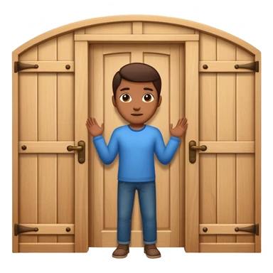 Door with person sticker