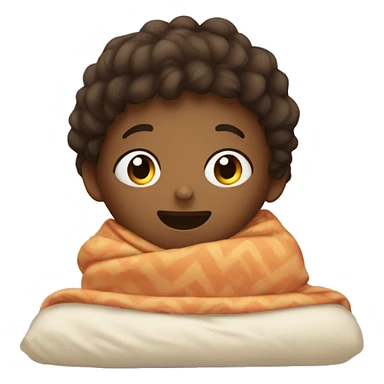 A little kid cocered in blanket laying in bed sticker